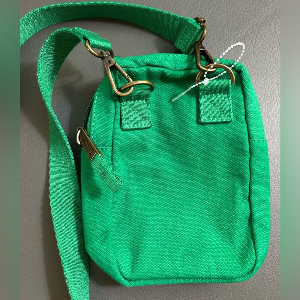 RALPH LAUREN POLO Shoulder  Crossbody Bag Cotton Green Small - Picture 3 of 4